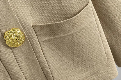 Ensemble HÉRITAGE | Cardigan Maille à Boutons Dorés & Pantalon Large