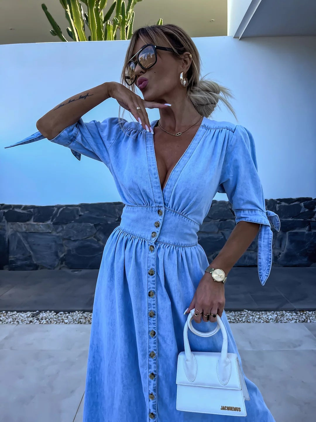 Robe RIVIERA | Longue Boutonnée Style Denim