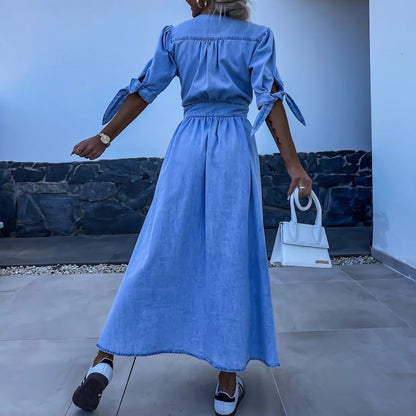 Robe RIVIERA | Longue Boutonnée Style Denim